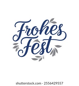 frohes fest or merry christmas typography calligraphy font letterings text vector design