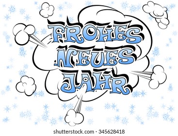 Frohes Neues Jahr - Happy New Year vector in German.