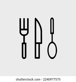 frok spoon and kinfe icon set lineart