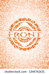 Front abstract emblem, orange mosaic background