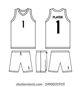 front back basketball jersey set mockup vector