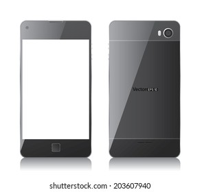 The front and back of the black mobile phone