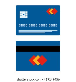 Front and Back Blue Credit Card Vector