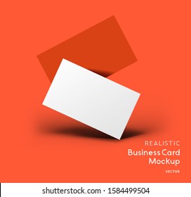 Front and back of business cards. Brand identity mockup design with shadows. Vector illustration.