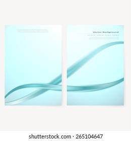 Front and back business flyer template, blank with transparent strip, waves
