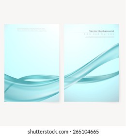 Front and back business flyer template, blank with transparent strip, waves