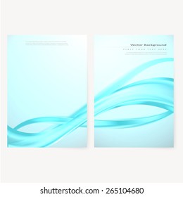 Front and back business flyer template, blank with transparent strip, waves