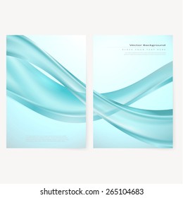 Front and back business flyer template, blank with transparent strip, waves