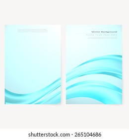 Front and back business flyer template, blank with transparent strip, waves
