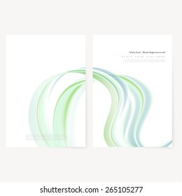 Front and back business flyer template, blank with transparent strip, waves