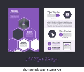 Front and Back Corporate Brochure, Textbook Cover. Image Add Feature Print Ready Business Pamphlet Design, Booklet Template. A4 Flyer Document Vector Background