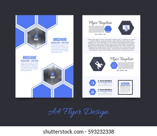 Front and Back Corporate Brochure, Textbook Cover. Image Add Feature Print Ready Business Pamphlet Design, Booklet Template. A4 Flyer Document Vector Background
