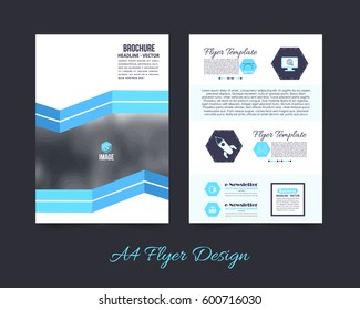 Front and Back Corporate Brochure, Textbook Cover. Image Add Feature Print Ready Business Pamphlet Design, Booklet Template. A4 Flyer Document Vector Background
