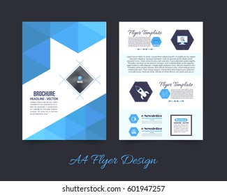 Front and Back Corporate Brochure, Textbook Cover. Image Add Feature Print Ready Business Pamphlet Design, Booklet Template. A4 Flyer Document Vector Background