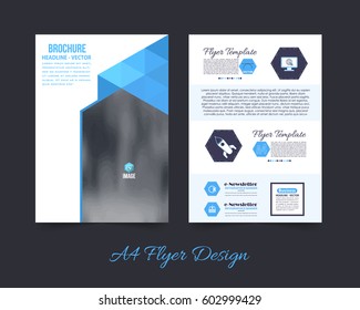 Front and Back Corporate Brochure, Textbook Cover. Image Add Feature Print Ready Business Pamphlet Design, Booklet Template. A4 Flyer Document Vector Background