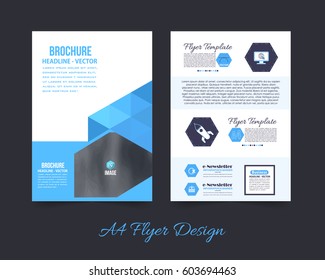 Front and Back Corporate Brochure, Textbook Cover. Image Add Feature Print Ready Business Pamphlet Design, Booklet Template. A4 Flyer Document Vector Background
