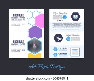 Front and Back Corporate Brochure, Textbook Cover. Image Add Feature Print Ready Business Pamphlet Design, Booklet Template. A4 Flyer Document Vector Background