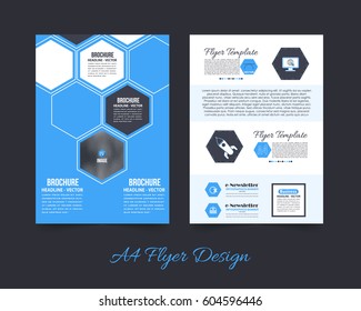 Front and Back Corporate Brochure, Textbook Cover. Image Add Feature Print Ready Business Pamphlet Design, Booklet Template. A4 Flyer Document Vector Background