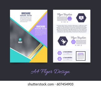 Front and Back Corporate Brochure, Textbook Cover. Image Add Feature Print Ready Business Pamphlet Design, Booklet Template. A4 Flyer Document Vector Background