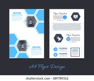 Front and Back Corporate Leaflet, Textbook Cover. Image Add Feature Print Ready Business Pamphlet Design, Multicolored Brochure, Booklet Template. A4 Flyer Document Vector Background