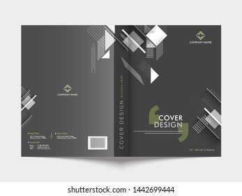 Front and back cover of business brochure template or flyer layout with abstract elements.