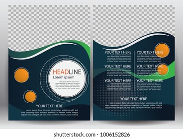 Front and back cover of modern business Abstract vector modern layout flyers brochure / design template / annual report / booklet stationery with green and orange  size a4 CMYK Vector illustration