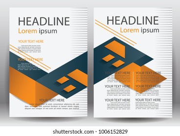 Front and back cover of modern business Abstract vector modern layout flyers brochure / design template / annual report / booklet stationery with green and orange  size a4 CMYK Vector illustration