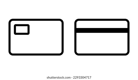 Front and back credit card icon set. Vector.