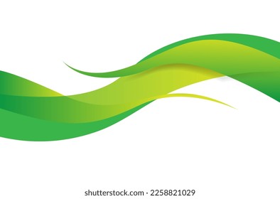 Front and back dynamic flyer template design. Abstract template with green waves in soft style. Vector illustration
