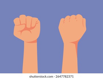 
Front and Back of a Fist Vector Concept Illustration. Activist with arm raised in protest striking and fighting for justice