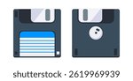 Front and back of a floppy disk, a storage medium used in the past