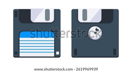 Front and back of a floppy disk, a storage medium used in the past