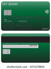 Front Back Green Debit Card Design Stock Vector (Royalty Free ...