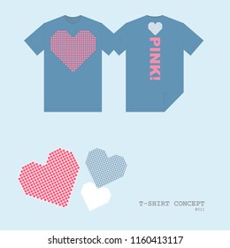 Front and back of an isolated T-shirt with a pattern and design elements