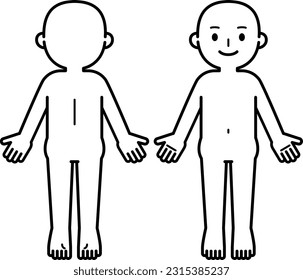 Arte frontal y posterior de una persona desnuda deformada