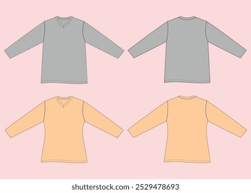 front back long sleeve mockup illustration
