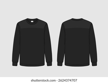 FRONT AND BACK LONG SLEEVE T SHIRT TEMPLATE VECTOR