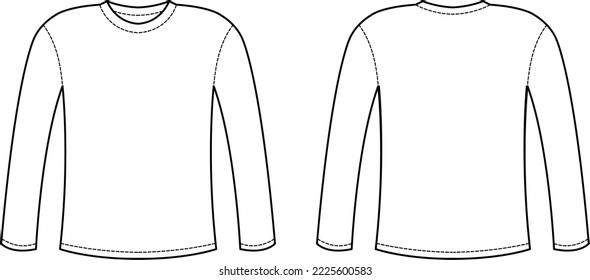 front and back long-sleeved t-shirt template