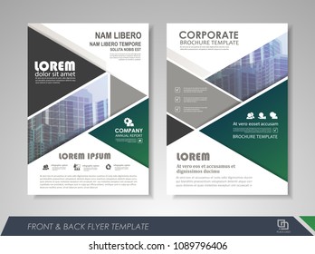 Front and back page annual report brochure flyer design vector template. Leaflet cover presentation abstract background for business, magazines, posters, booklets, banners. Layout in A4 size.