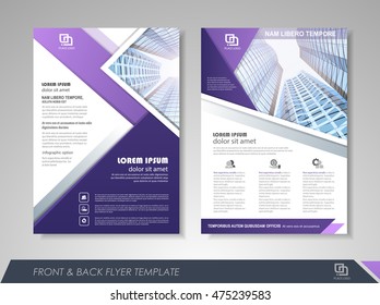 Front and back page annual report brochure flyer design vector template. Leaflet cover presentation abstract background for business, magazines, posters, booklets, banners. Layout in A4 size.