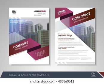 Front and back page annual report brochure flyer design vector template. Leaflet cover presentation abstract background for business, magazines, posters, booklets, banners. Layout in A4 size.