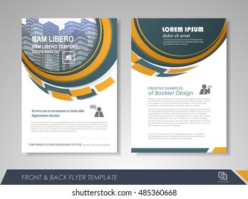 Front and back page annual report brochure flyer design vector template. Leaflet cover presentation abstract background for business, magazines, posters, booklets, banners. Layout in A4 size.