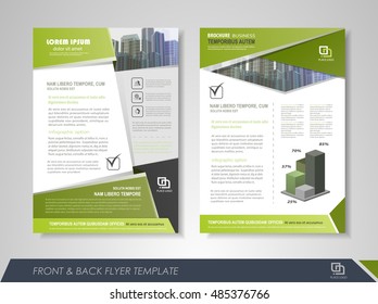 Front and back page annual report brochure flyer design vector template. Leaflet cover presentation abstract background for business, magazines, posters, booklets, banners. Layout in A4 size.