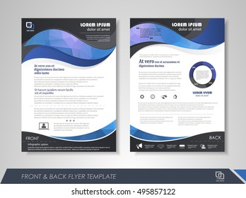 Front and back page annual report brochure flyer design vector template. Leaflet cover presentation abstract background for business, magazines, posters, booklets, banners. Layout in A4 size.