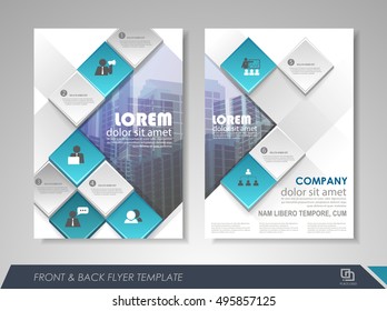 Front and back page annual report brochure flyer design vector template. Leaflet cover presentation abstract background for business, magazines, posters, booklets, banners. Layout in A4 size.