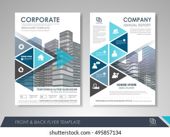 Front and back page annual report brochure flyer design vector template. Leaflet cover presentation abstract background for business, magazines, posters, booklets, banners. Layout in A4 size.
