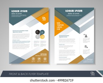 Front and back page annual report brochure flyer design vector template. Leaflet cover presentation abstract background for business, magazines, posters, booklets, banners. Layout in A4 size.