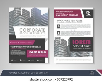 Front and back page annual report brochure flyer design vector template. Leaflet cover presentation abstract background for business, magazines, posters, booklets, banners. Layout in A4 size.