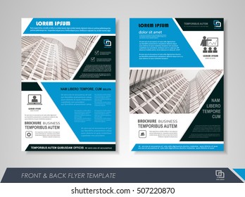 Front and back page annual report brochure flyer design vector template. Leaflet cover presentation abstract background for business, magazines, posters, booklets, banners. Layout in A4 size.