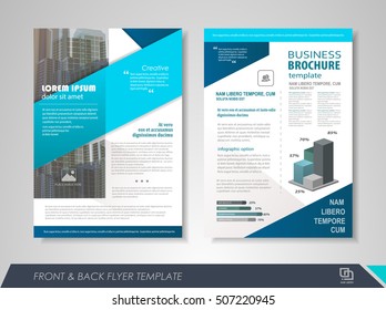 Front and back page annual report brochure flyer design vector template. Leaflet cover presentation abstract background for business, magazines, posters, booklets, banners. Layout in A4 size.